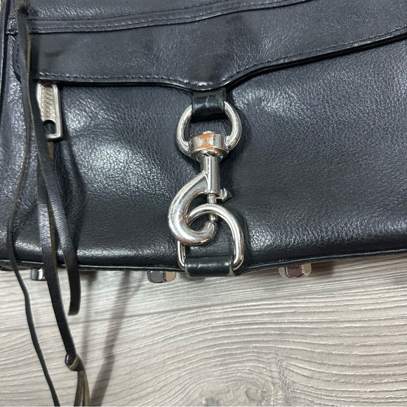 Rebecca Minkoff Mini Mac Black Leather Crossbody Bag with Silver Hardware - Picture 2 of 6